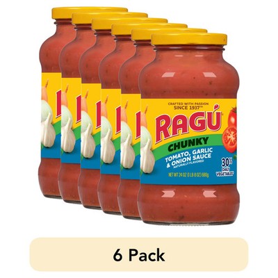 (6 pack) RAGU Chunky Tomato Garlic and Onion Pasta Sauce, 24 oz
