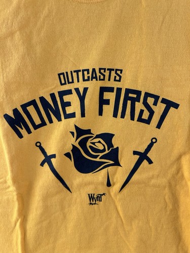 Malifaux Minatures Yellow XL T-Shirt Outcasts Money First Wyrd Swords & Rose