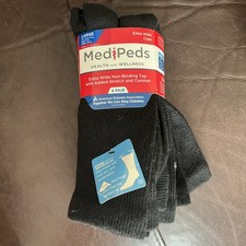 NWT MedPeds Diabetes 4 Pairs Socks Large Black