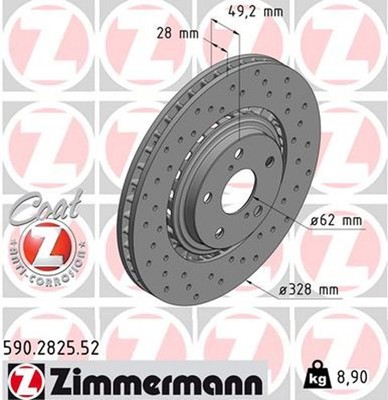 2x ZIMMERMANN Bremsscheibe SPORT Z 590.2825.52 für TOYOTA LEXUS RAV NX 4 SIENNA