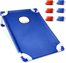 Portable Cornhole Set with 1 Cornhole Game Board and 6 Bean Bags for Yard Toss G