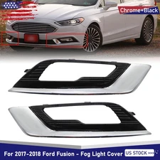 For Ford Fusion SE Platinum 2017-18 Front Fog Light Lamp Cover Bezel Chrome Set