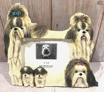 Shih Tzu Family w/Puppies 3-D Frame Holds 4  X 6  Pictures E&S Imports *READ*