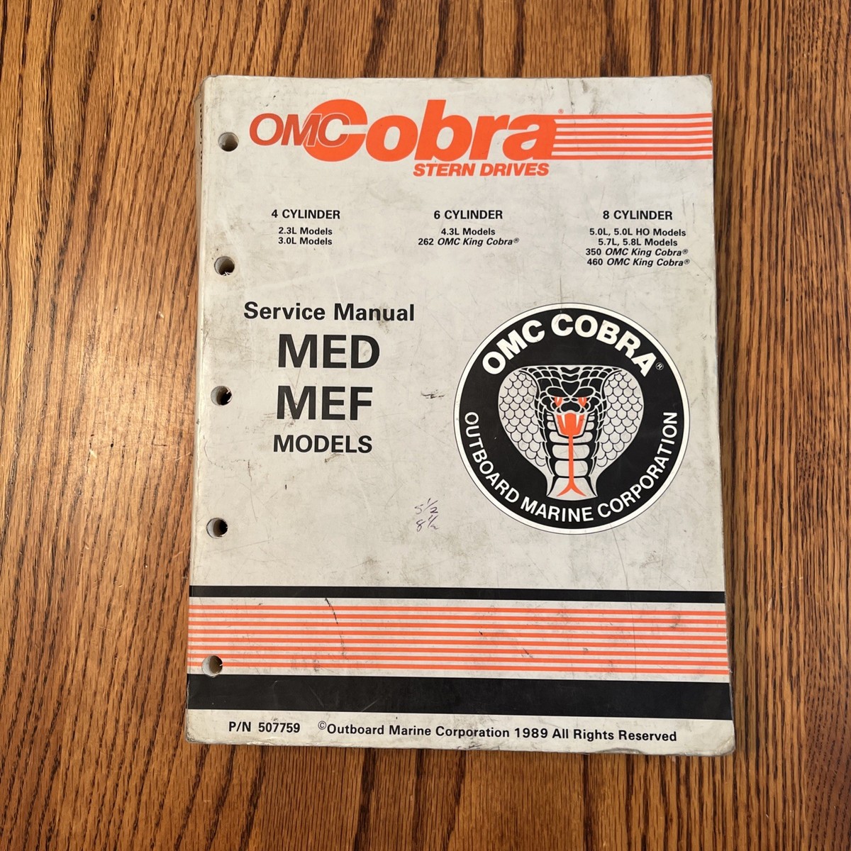 OMC Cobra Stern Drive P/N 507759 MED MEF 2.3, 3.0 4.3 262 KING