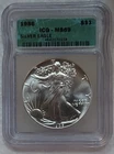 1986 $1 AMERICAN SILVER EAGLE ICG MS69 GREEN LABEL