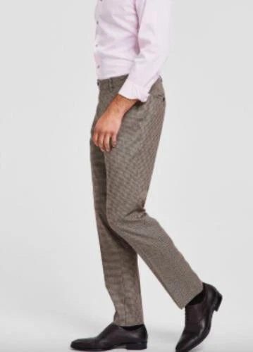 Bar III Men Slim Check Burgundy Black Tan Pants 32 X 32 Jacket Suit 36 R NEW - Image 3 of 4