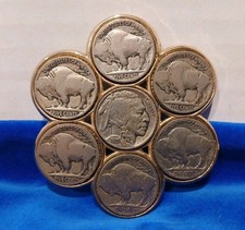 Buffalo Nickel Indian Chief Head Cluster Coin Collector Vintage Belt Buckle