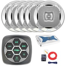 Metra Marine Boat Bluetooth Controller, 6x 5.25  400W Speakers, Amplifier, Kit