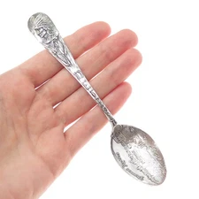 MECHANICS Sterling Silver Antique Art Deco Detroit States & Cities Coffee Spoon
