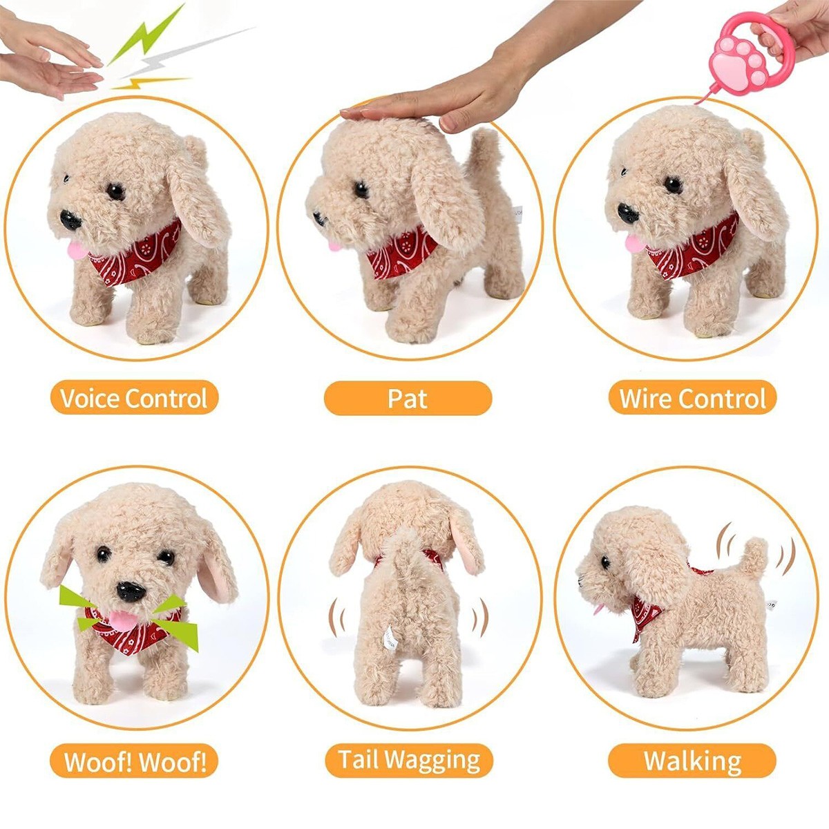 Giocattolo Elettrico per Cani Bambini Peluche Coda Cazza Abbaiare Con Accessori foto 3