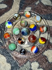 Lot of 16 Vintage Assorted Estate Glass Marbles - Vibrant Swirls, Patches, Corks