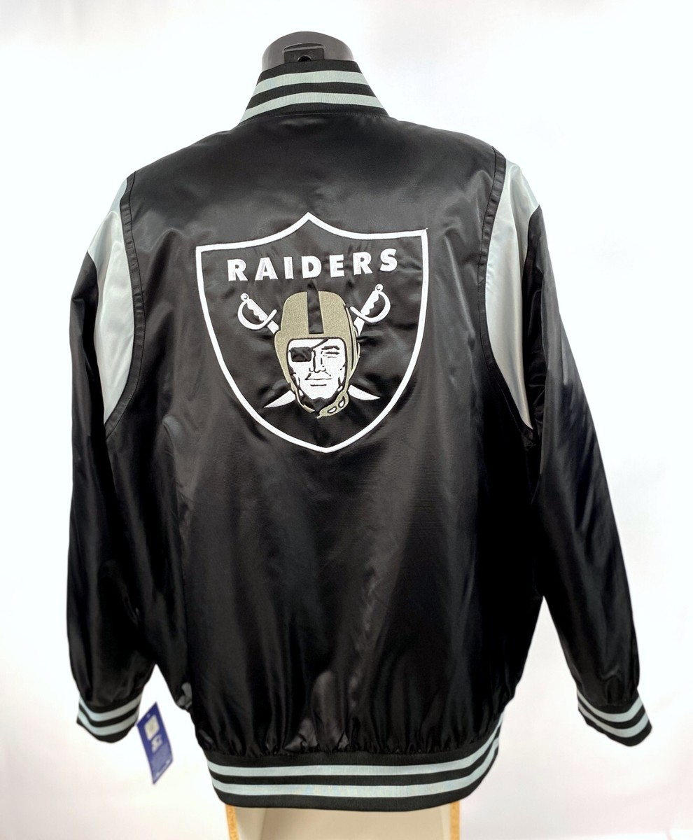 Raiders Jacket Vegas Starter Snap Down Jacket BLACK with GRAY Trim