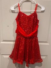 Costume Gallery Adult SM Red Sleeveless Sequin Dress with Waist Detailing