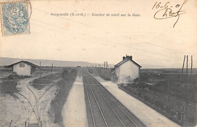 Old postcard 78 GARGENVILLE / SUNSET ON THE STATION