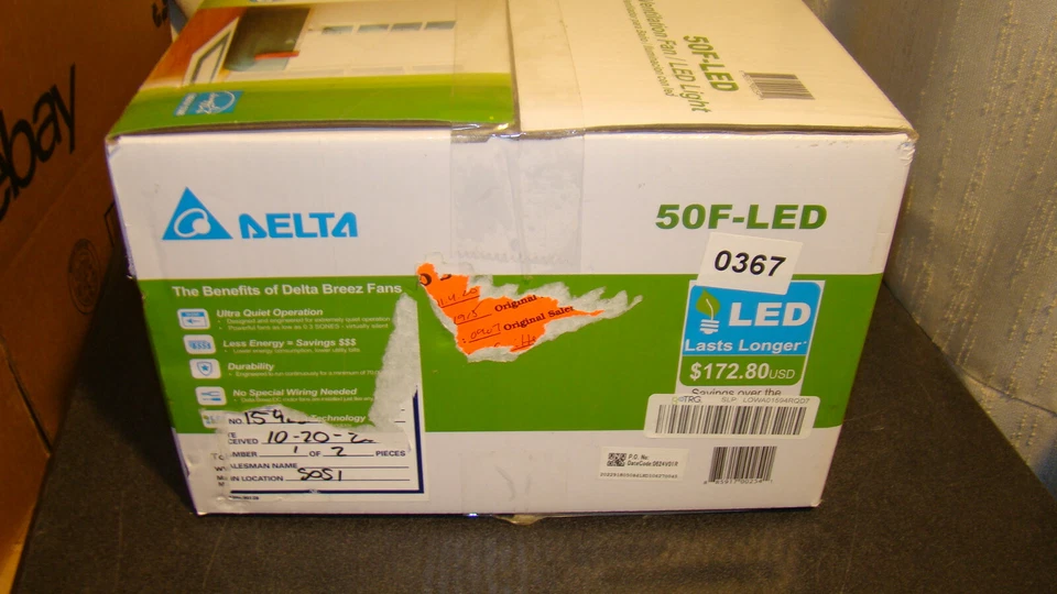 Delta 50F-LED Breez 50 CFM Ceiling or Wall Exhaust Bath Fan with LED Light - Image 2 of 4