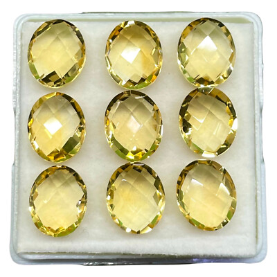 Selene Gems 9 tlg. Natürlicher Citrin 11x9mm Oval Checker-Cut Unbehandelt