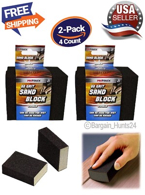 4Ct. Drywall Foam Sanding Sponge Blocks Set Wet Dry Sandpaper Sponge Pad 80 Grit