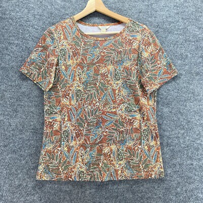 Christopher & Banks T-Shirt Women S Small Brown Floral Short Sleeve Round Neck