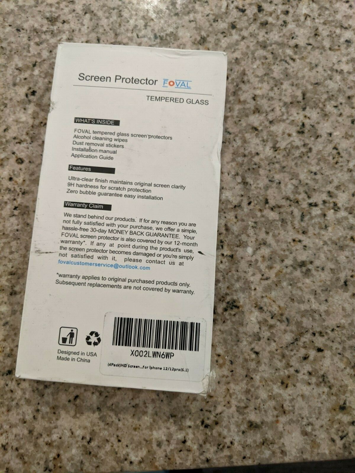 Foval (4 Pack) Compatible with iPhone 12/iPhone 12 Pro Screen Protector Glass