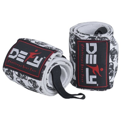 Weight Lifting Wrist Wraps Gym Fitness Workout Training Straps 18'' Long Skull