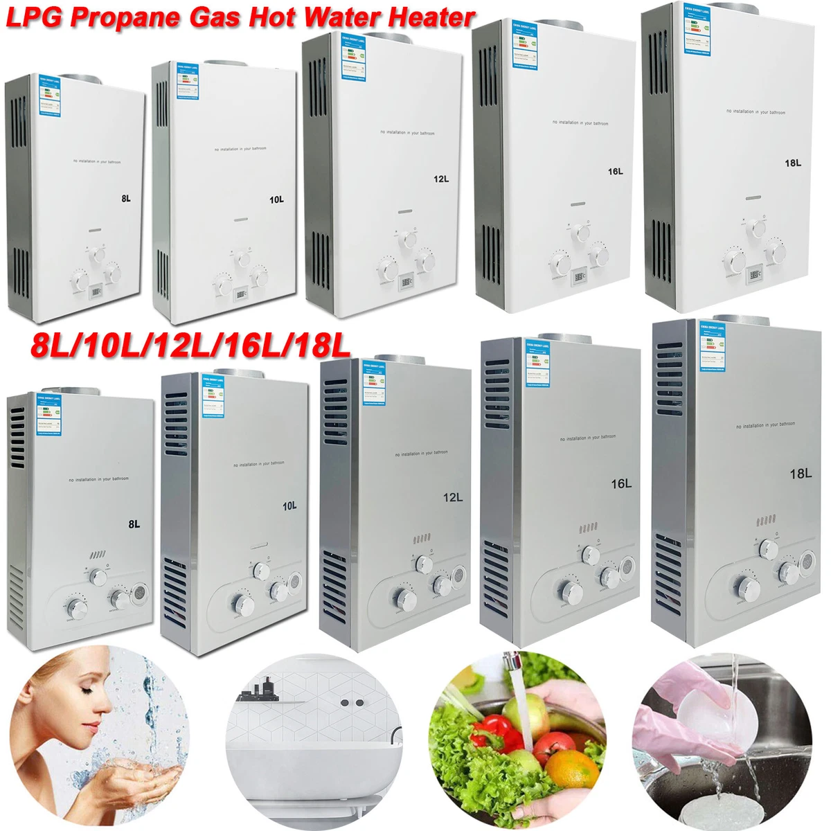Portable LPG Propane Gas Hot Water Heater 8/10/12/16/18L Tankless Instant  Boiler | eBay