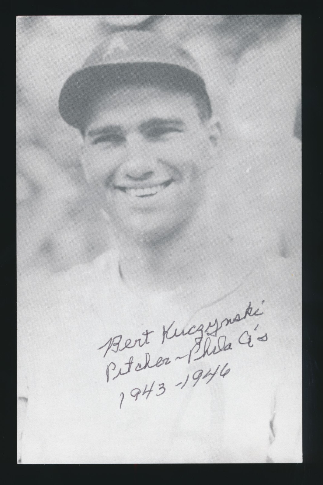 BERT KUCZYNSKI (1943 A's & NFL Player) -Autographed Picture (d.1997)