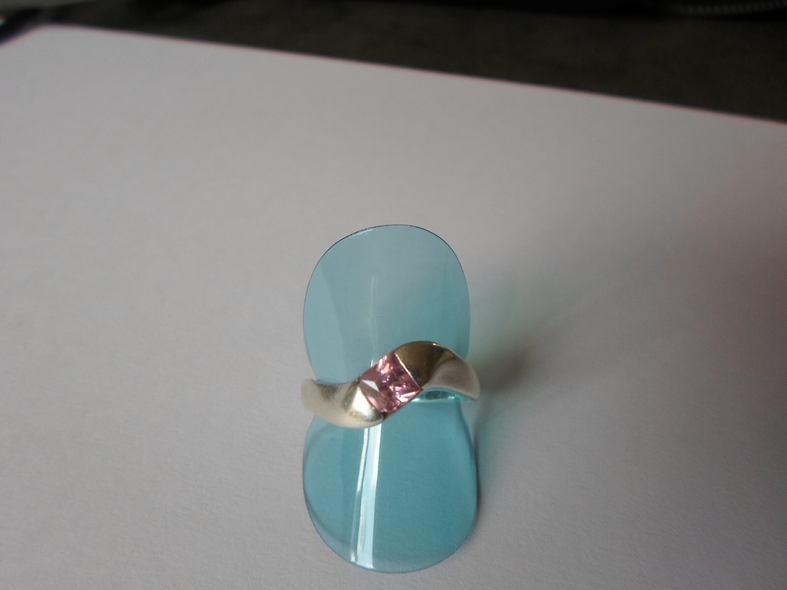 solid silver ring, pink zirconium square, size 56 - image 7