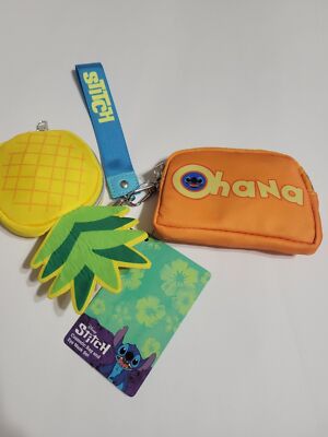 Disney Lilo And Stitch Pineapple Coin Purse Wristlet Set
