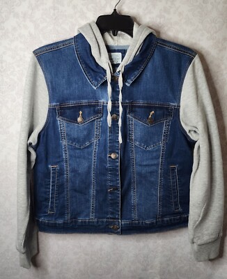 Wax Jeans Women's Juniors Size 3XL Blue Denim Jacket Grey sleeves