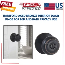 Hartford Aged Bronze Interior Door Knob for Bed and Bath Privacy Use