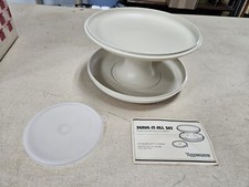 Vintage Tupperware 1531 Almond Serve It All Pedestal Cake Stand Chip Dip 3pc Set
