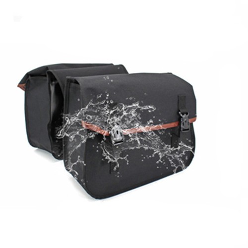 Universal Motorcycle Canvas Side Saddle Bags Saddlebags Luggage Storage Bobber - Picture 6 of 7