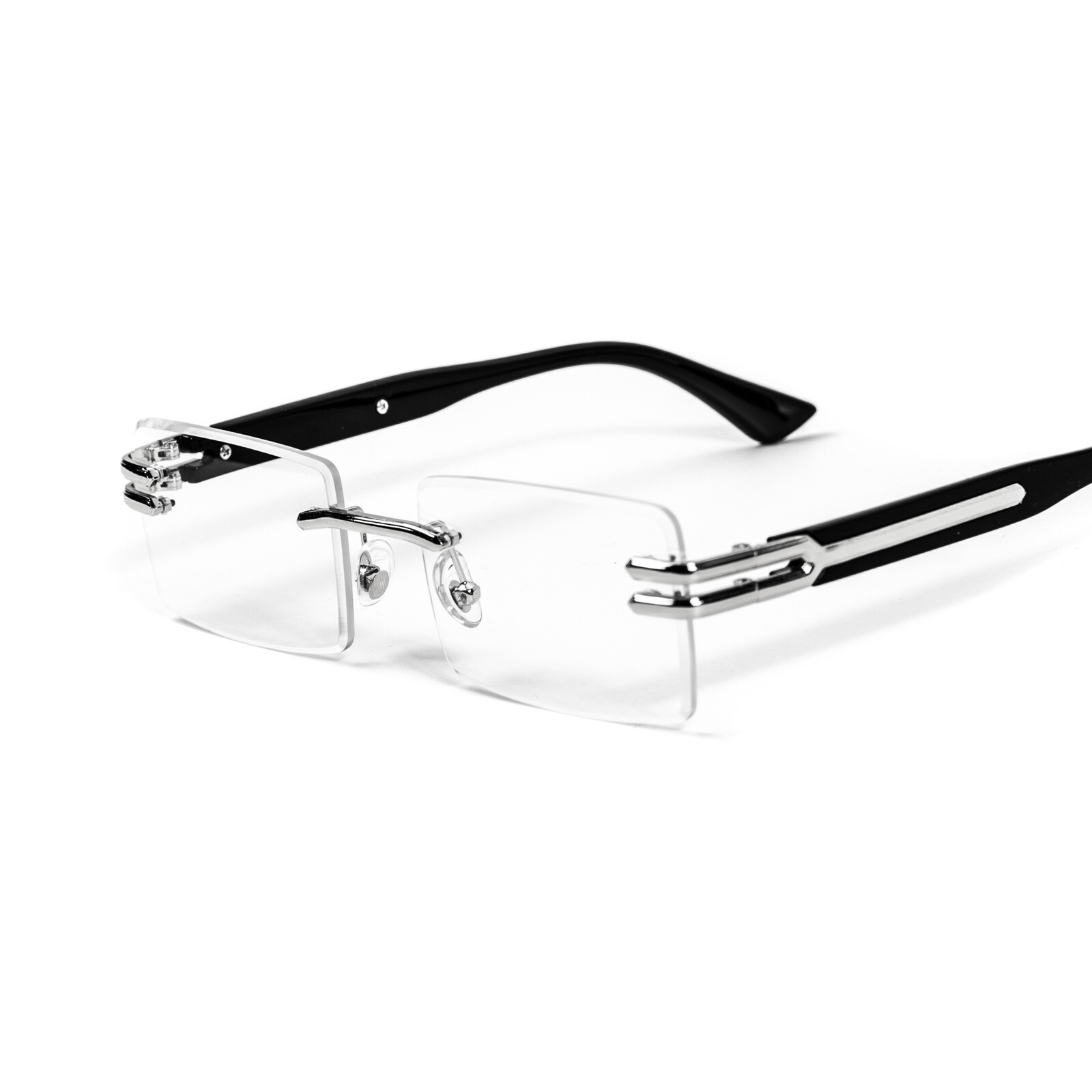 Style Luxe Rimless Rectangular Retro Original Rectangular Style Designer Rimless Clear Lens Silve ...