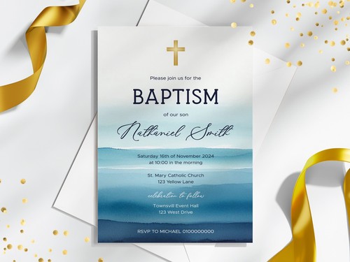 Personalised Baptism/Christening Invitations with Envelopes - Picture 4 of 5