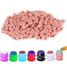 200-1000PCS Tattoo Ink Cups Doll Shape Plastic with Base Permanent 7 Color Caps