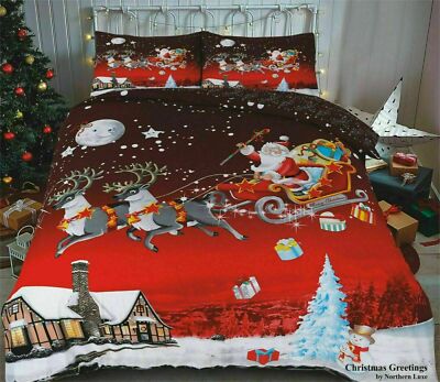  Weihnachtsgrüße Druck Bettdecke Bettbezug & Kissenhülle Weihnachten Bettwäsche alle Größen