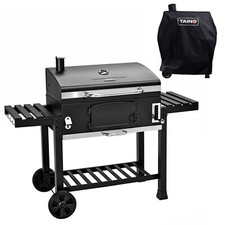 TAINO HERO XXL Set Smoker BBQ Grillwagen Holzkohlegrill Grill Räucherofen Haube
