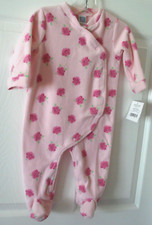 Little Me Infant Girl Fleece Pink Floral Print Sleeper Size 9 Months NEW