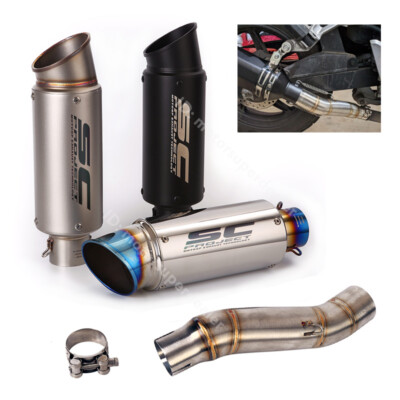 Slip on for Honda CBR300R CB300F Exhaust Mid Pipe Black Muffler Modified System