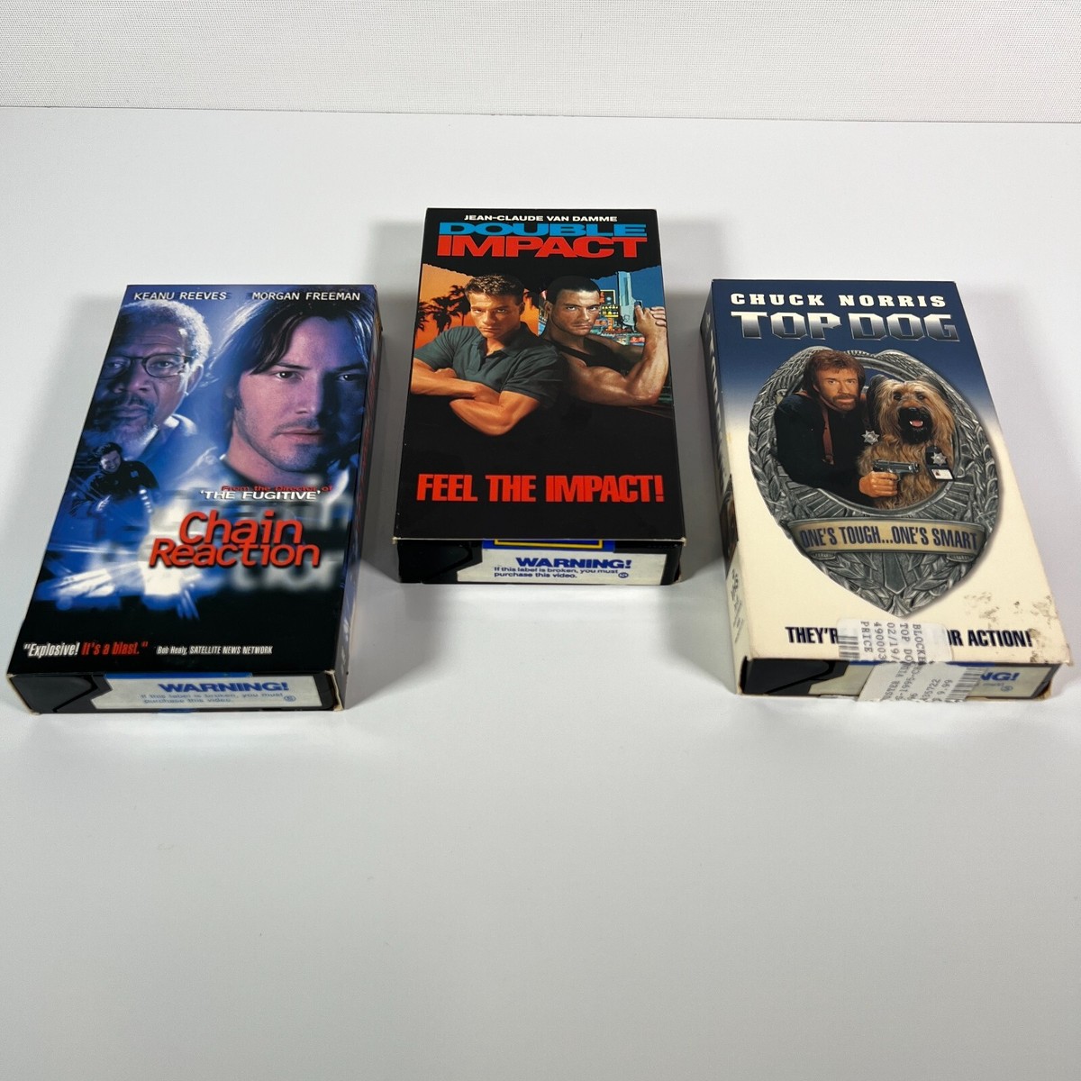 Double Impact Van Damme, Chain Reaction,Top Dog Chuck Norris