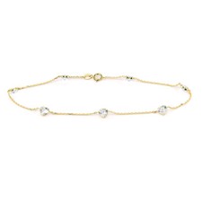 14K Yellow Gold Heart Shaped Cubic Zirconia Bracelet 7.5 Inches