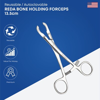 Reda Bone Holding Forceps 13.5 cm Stainless Steel Orthopedic Instrument German 