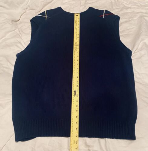 VINTAGE John Ashford Golf Men's Navy Blue Argyle Sweater Vest Pullover - Picture 5 of 5