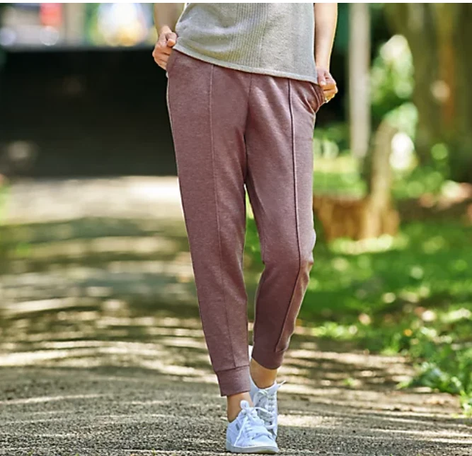 Cuddl Duds Petite Comfortwear Jogger Pants Peppercorn Heather