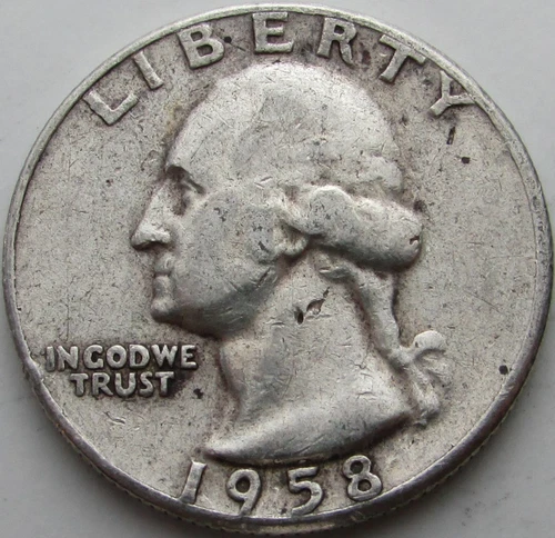 1958 Washington Silver Quarter - Type B Rev. FS-901 - VF