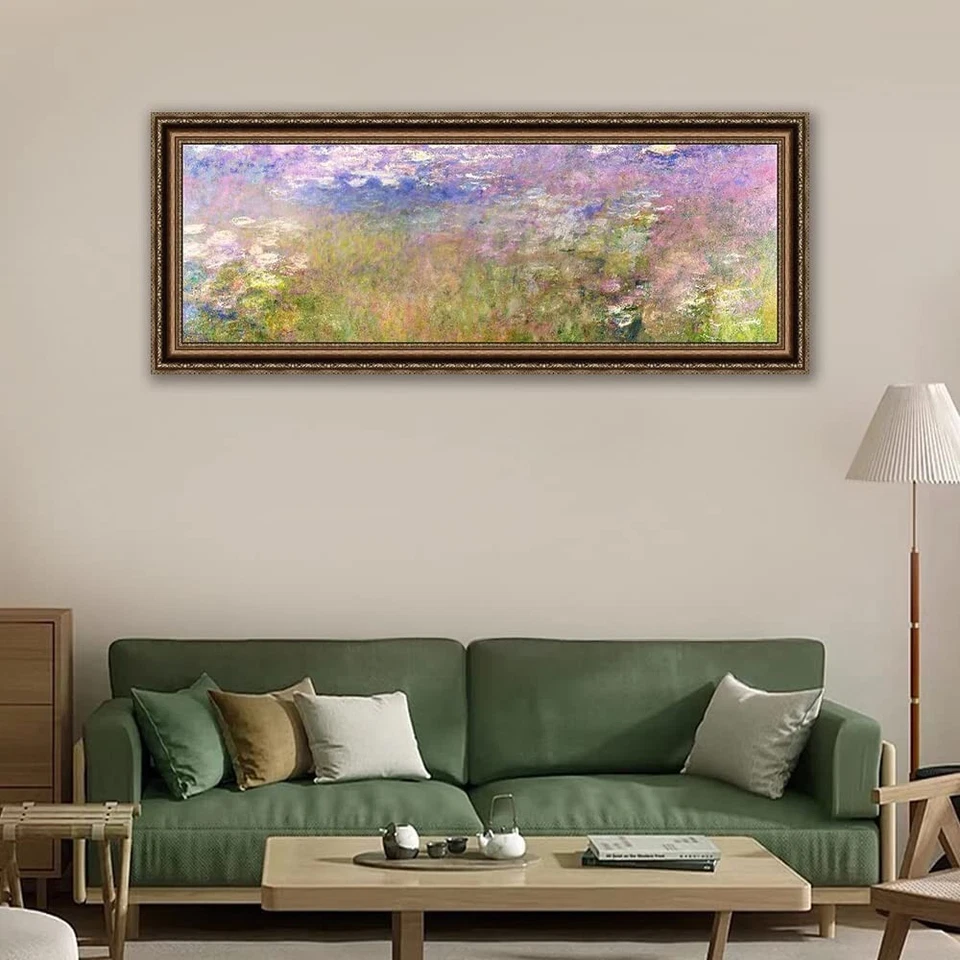 Framed Canvas Giclee Print Water Lily#34 by Claude Monet Wall Art Decor 16"x36" - Image 3 of 4