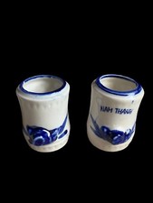 Lot 2 Tasses À thé Japonais Faïence Céramique Ancien Bleu 