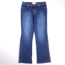 Selia E Boot Cut Jeans Womens 32x31 Blue Embellished Hems Boho Western USA Made