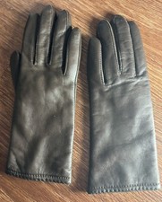 Women's Vintage Brown Soft Leather Lined Gloves by Grandoe, Medium