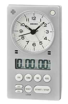 SEIKO Alarm Clock, Stop Watch & Kitchen Count Down Timer 3-in-1 QHE190SLH